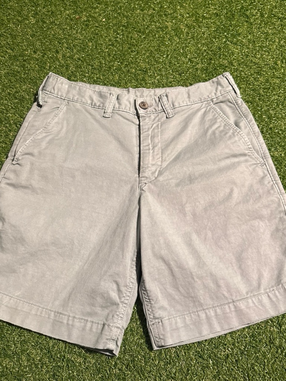 American Eagle Outfitters Olive Flat-Front Chino Shorts